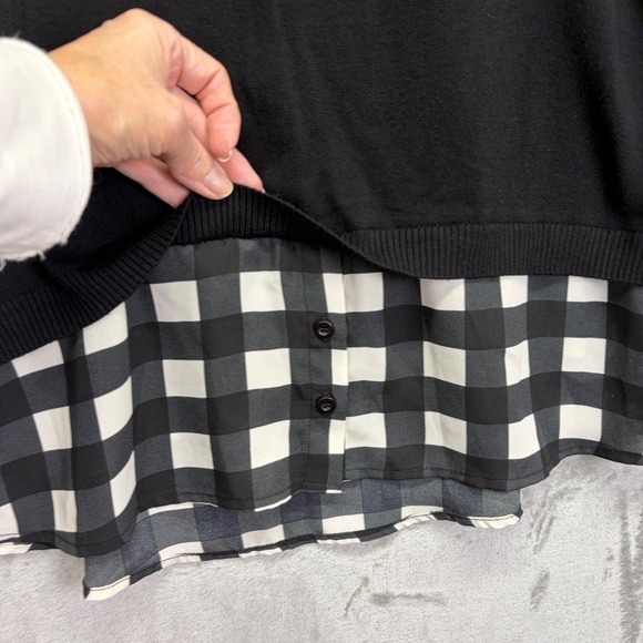 Adrianna Papell Womens Sweater Layered Look Gingham Plaid XL Peppy Work Career - Picture 8 of 12